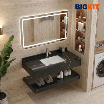 Bàn Đá Lavabo 2 Tầng Âm Tràn Viền BKG-05 – Đá Porcelain Cao Cấp, Thiết Kế Sang Trọng Hiện Đại