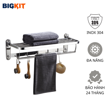 Giá Treo Khăn Inox 304 BIGKIT – Kệ Vắt Khăn Nhà Tắm Đa Năng, Chống Gỉ, Treo Tường Cao Cấp Bảo Hành 24 Tháng