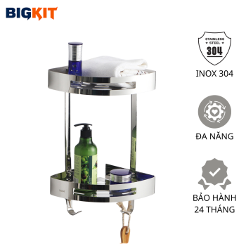 Kệ Góc Nhà Tắm Inox 304 BKG-03 2 Tầng Chống Gỉ, Treo Tường Cao Cấp