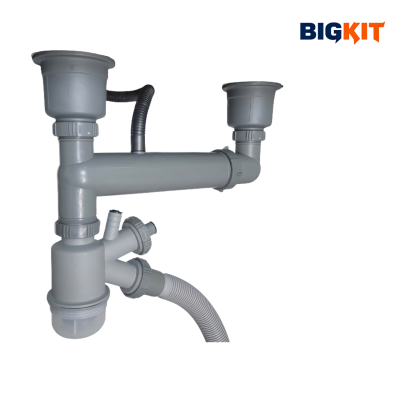 Xi Phông Chậu Rửa [BIGKIT] Bộ Xả Nước 2 Hố Chống Mùi Nhựa Cứng Cao Cấp Cho Bồn Rửa Chén