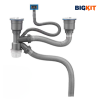 Bộ Xi Phông Chậu Rửa [BIGKIT] Ống Thoát Nước Đôi Chống Mùi Dẻo Co Giãn Cho Bồn Rửa Chén 2 Hố