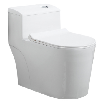 Bồn cầu liền khối model 566 thiết kế hiện đại với đường nét bo cong mềm mại, màu trắng sứ cao cấp, bề mặt nhẵn bóng giúp chống bám bẩn hiệu quả, kiểu dáng gọn gàng phù hợp nhiều không gian phòng tắm.