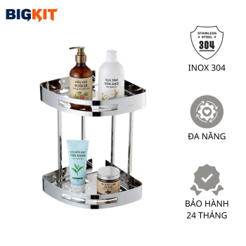 Kệ Góc Nhà Tắm Inox 304 BIGKIT BK-G01 – Kệ Để Đồ 2 Tầng Treo Tường Đa Năng, Chống Gỉ Cao Cấp