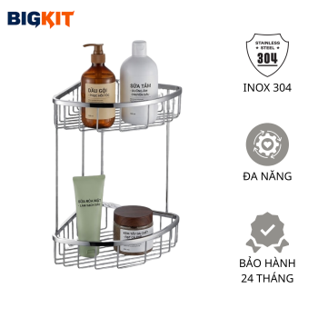 Kệ Góc Nhà Tắm [BIGKIT] Kệ Inox 304 Treo Tường 2 Tầng Chống Gỉ