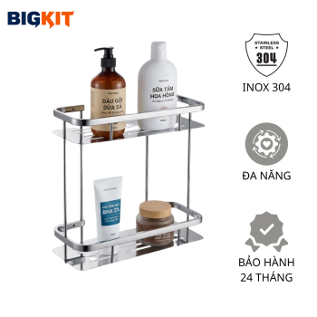 Kệ Nhà Tắm Inox 304 [BIGKIT] Kệ Treo Tường 2 Tầng Đa Năng Chống Gỉ Cao Cấp BK-T02