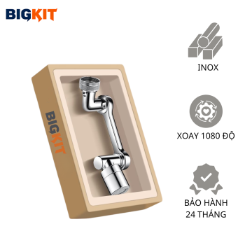 Đầu Nối Vòi Nước [BIGKIT] Inox Xoay 1080 Độ Tăng Áp Đa Năng