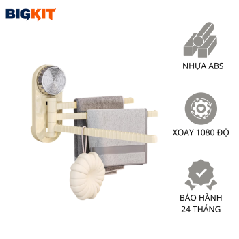 Giá Treo Khăn Xoay 1080 Độ [BIGKIT] Kệ Treo Khăn Nhà Tắm Nhựa ABS Đa Năng Dán Tường