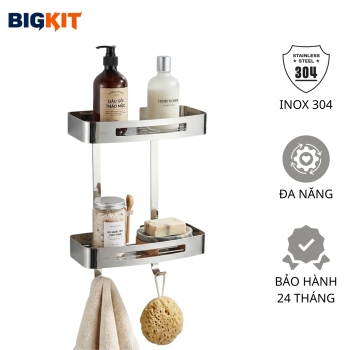 Kệ Góc Nhà Tắm Inox 304 BIGKIT 2 Tầng