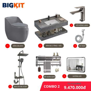 [COMBO 2] Combo Thiết Bị Phòng Tắm BIGKIT Cao Cấp – Sang Trọng Chuẩn Khách Sạn